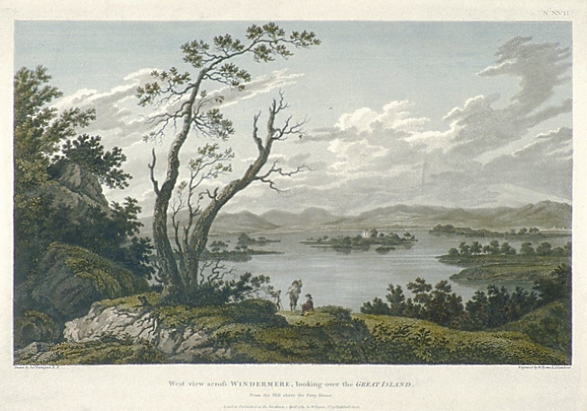 Image of West View across Windermere looking over the Great Island. From the Hill above the Ferry House