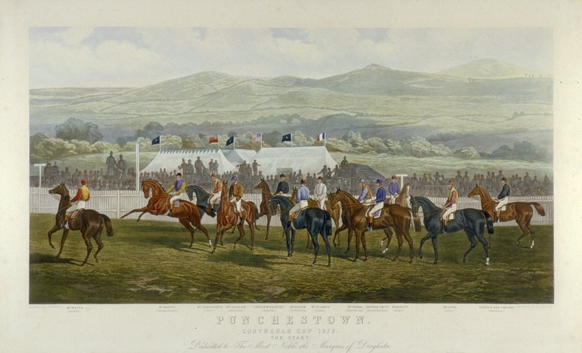 Image of Punchestown.  Conyngham Cup 1872.  The Start.