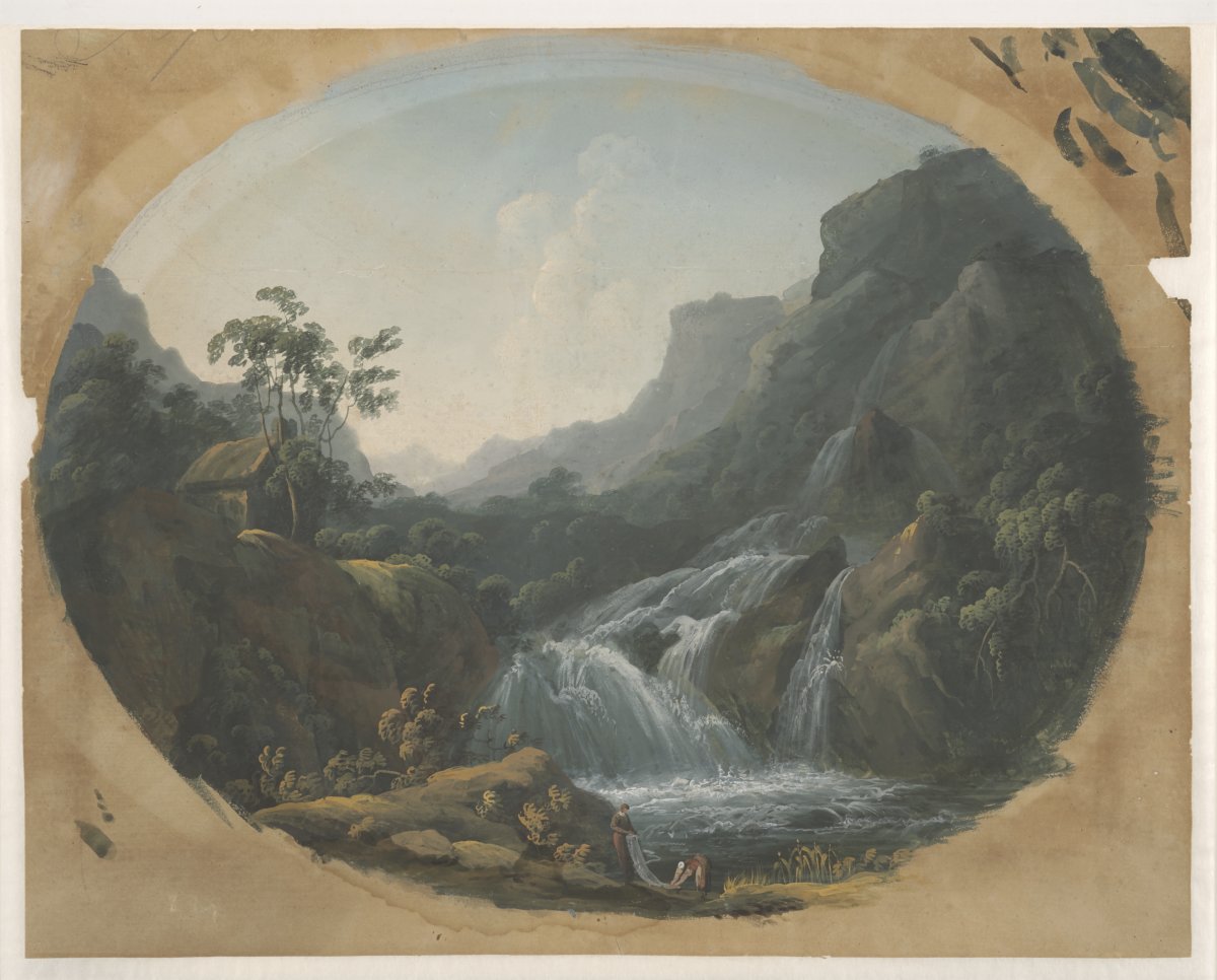 Image of Mountainous Landscape with Waterfall (Wales)