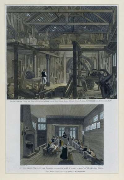 Image of An Interior View of John Bunyan’s Meeting House in Zoar Street, Gravel Lane, Southwark;  An Interior View of the School connected with and under a part of the Meeting House