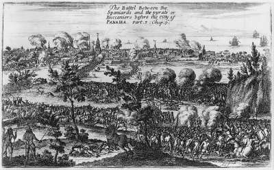 Image of The Battel between the Spaniards and the Pyrats or Buccaniers before the Citty of Panama