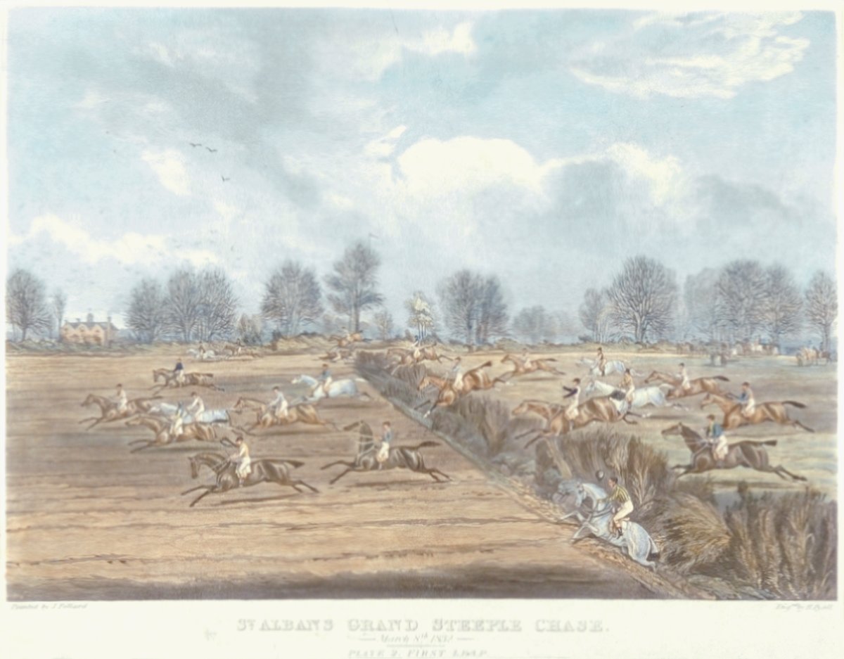 Image of St. Albans Grand Steeple Chase, 8 March 1832: Plate 2: First Leap