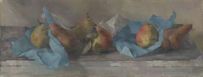 Image of Pears and Blue Paper