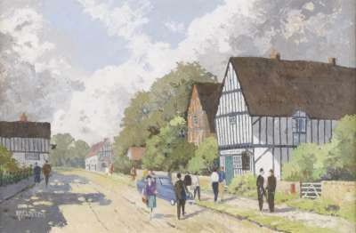 Image of English Village Street Scene (Post Office)