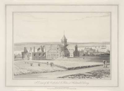 Image of S E View of Cathedral & Palace at Kirkwall, Orkney