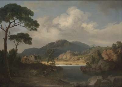 Image of Italianate Landscape with Umbrella Pines and River