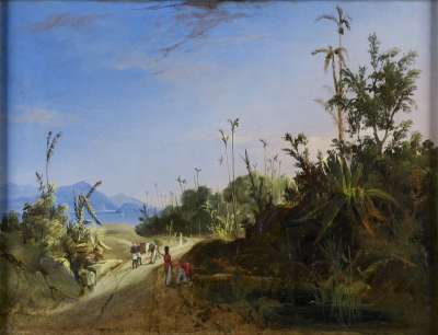 Image of View in Ceylon with Soldiers and Natives on a Road