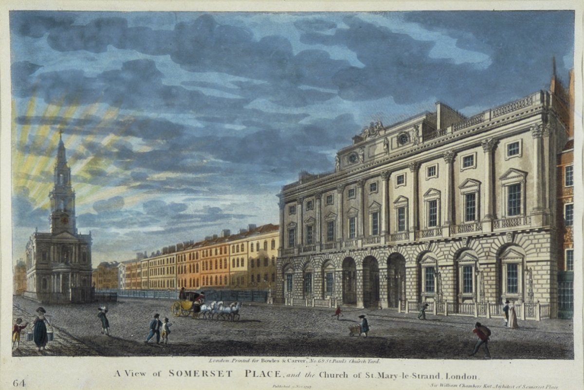 Image of Somerset Place and the Church of St. Mary-le-Strand