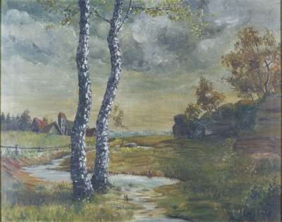 Image of Landscape with Silver Birches and Stream