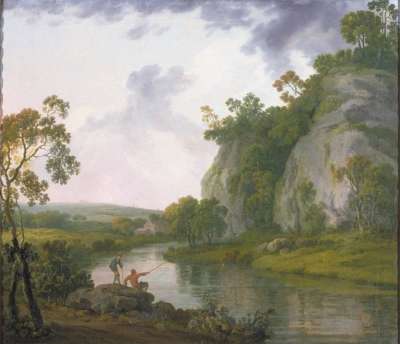 Image of Landscape: Evening, with Two Boys Fishing