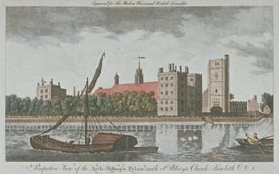 Image of Perspective View of the Arch-Bishop’s Palace, with St. Mary’s Church Lambeth