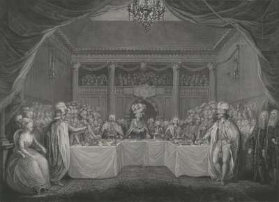 Image of The Installation Banquet of the Knights of St. Patrick in the Great Hall, Dublin Castle, 17 March 1783