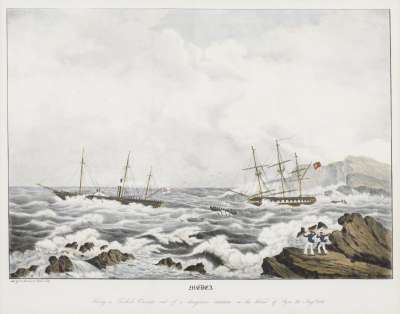 Image of Medea: Towing a Turkish Corvelle out of a Dangerous Situation on the Island of Syra, 26 August 1836