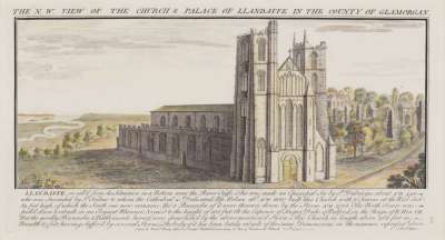 Image of The N.W. View of the Church & Palace of Llandaffe in the County of Glamorgan
