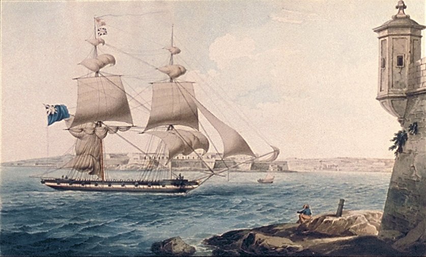 Image of A British Man-o-War Entering Grand Harbour, Malta