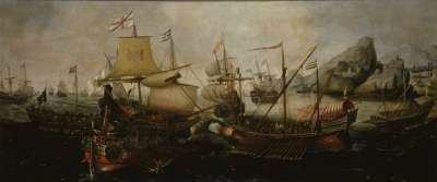 Image of Attack on Spanish Treasure Galleys, Portugal