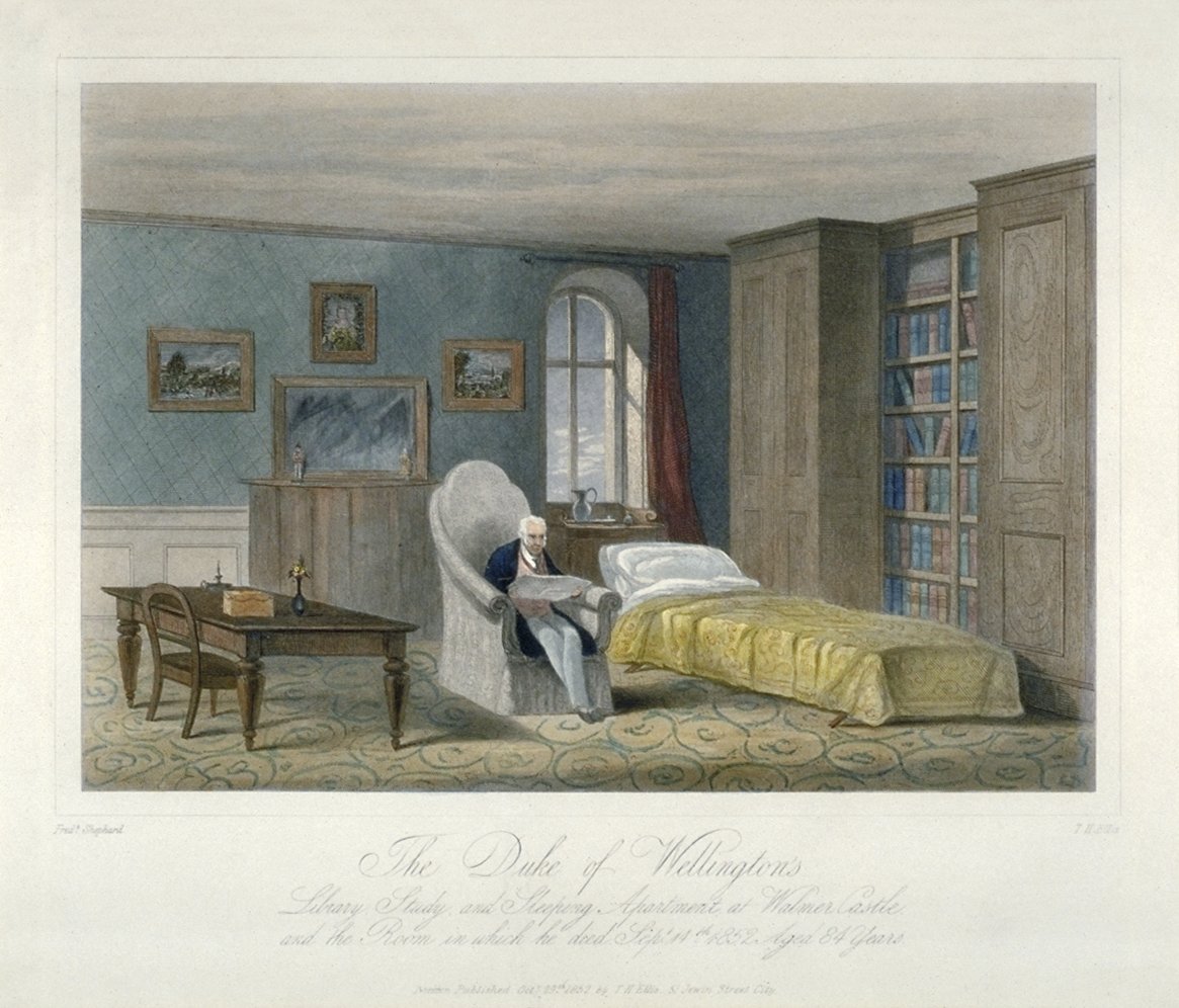Image of The Duke of Wellington’s Library, Study and Sleeping Apartment, at Walmer Castle, and the Room in which he died, 14 September 1852, Aged 84 Years