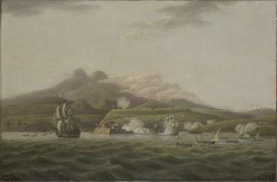 Image of The Capture of Martinique (mountain & town behind)