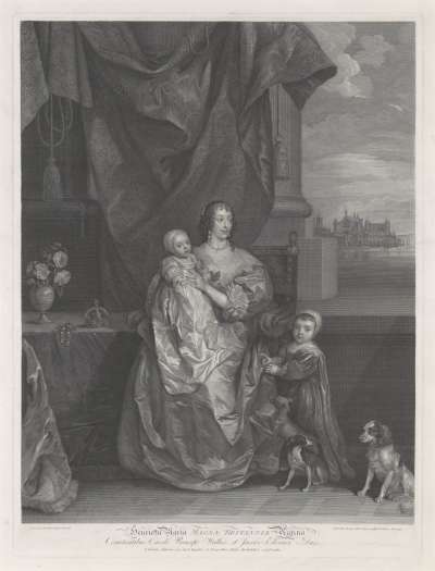 Image of Henrietta Maria (1609-1669) Queen of King Charles I, with her two eldest children