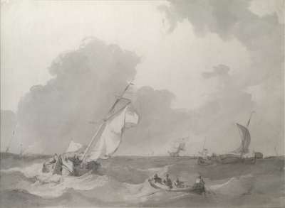 Image of Sailing Vessels and Rowing Boats off Coast