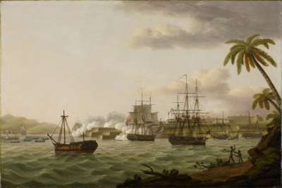 Image of The Capture of Martinique (palm trees to right)