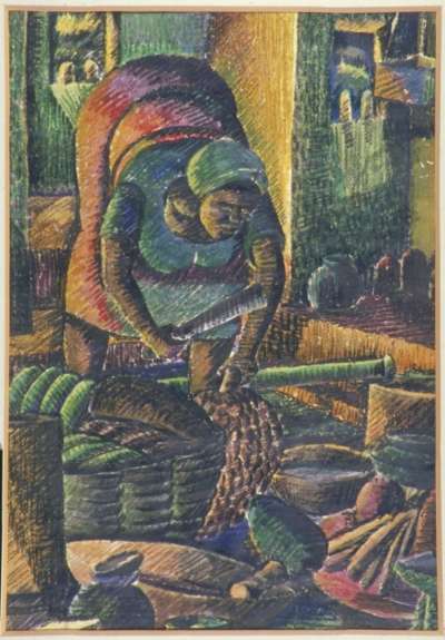Image of An Akan Woman Chipping off the Palm Oil Fruit