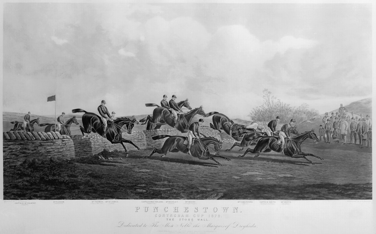 Image of Punchestown. Conyngham Cup 1872. The Stone Wall.