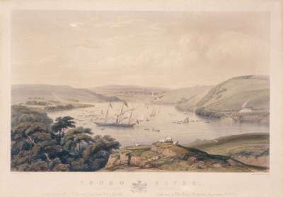 Image of Truro River, from a Field near Cliff Cottage, on the occasion of Her Majesty’s Visit in the Fairy Yacht on the day of the Truro Regatta, 7 September 1846