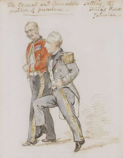 Image of ‘The General and Commodore settling the question of precedence’, King’s House, Jamaica
