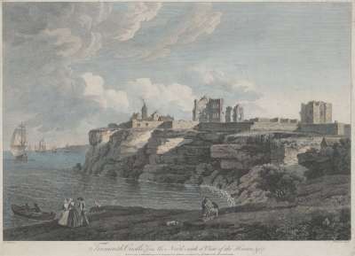 Image of Tinmouth Castle from the North, with a View of the Haven, etc.