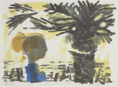 Image of Figure and Palm Tree