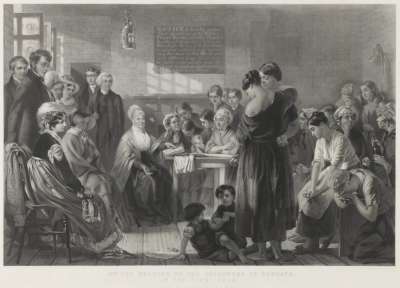 Image of Mrs. Fry Reading to the Prisoners in Newgate, in the Year 1816