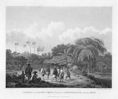 Image of Natives of Cochin-China, playing at Shittlecock with their Feet