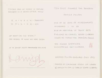 Image of Colophon page: artist’s statement