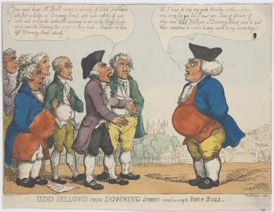 Image of Odd Fellows from Downing Street Complaining to John Bull