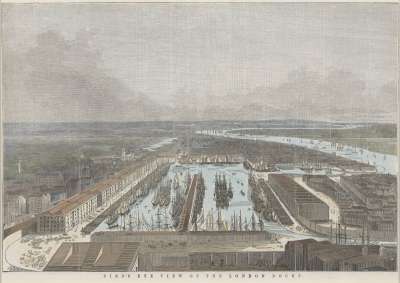 Image of Bird’s Eye View of the London Docks