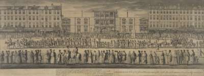 Image of A Geometrical View of the Grand Procession of the Scald Miserable Masons Designed as they were drawn up over against Somerset House in the Strand on 27 April 1742.