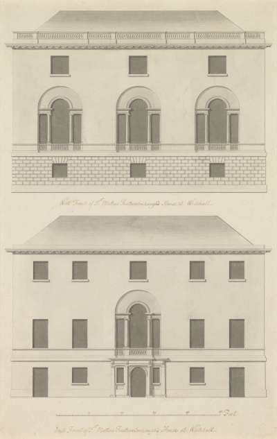Image of West Front and East Front of Sir Mathew Featherstonehaugh’s House at Whitehall [Dover House]