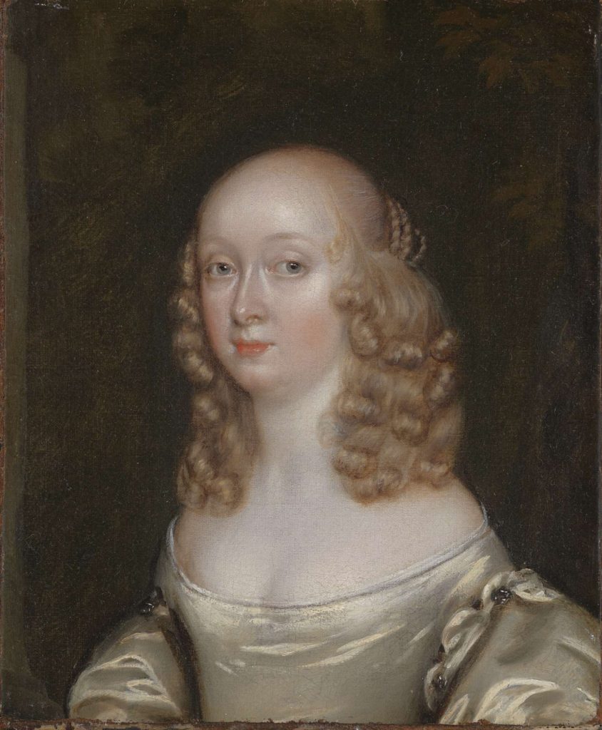 painting of a young woman in a satin dress