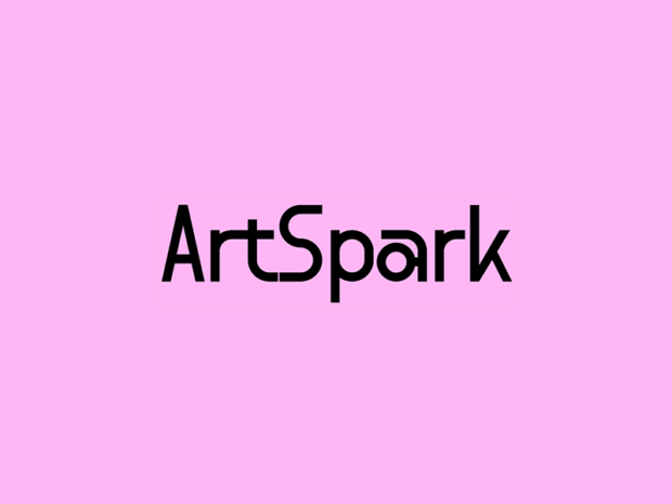 The word ArtSpark in black against a bright pink background
