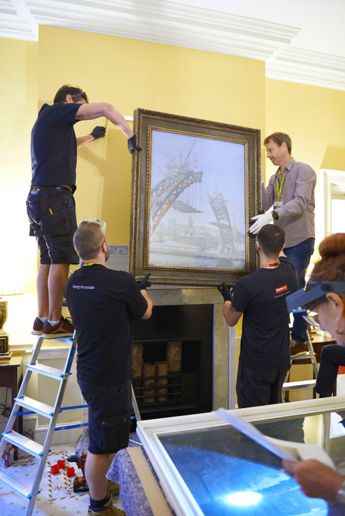 Works from the Laing Art Gallery being hung in 10 Downing Street